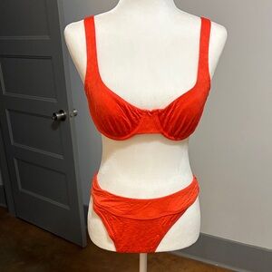 NWT- Cupshe Bold Orange Bra Set
